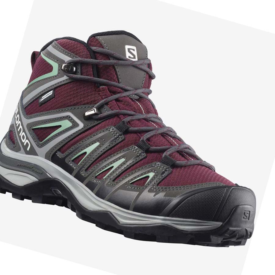 Salomon WoX ULTRA PIONEER MID CLIMASALOMON™ WATERPROOF Kadın Yürüyüş Ayakkabısı Kırmızı | TR 2793JPQ